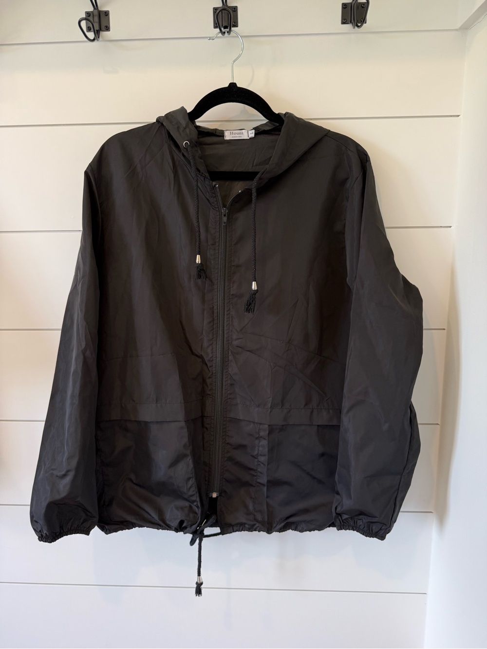 Lightweight Black Hooded Windbreaker Jacket